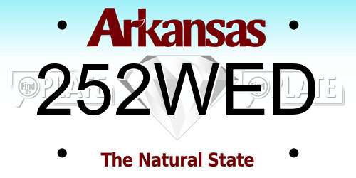 252WED Arkansas License Plate