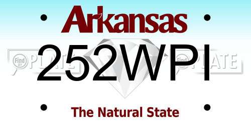 252WPI Arkansas License Plate