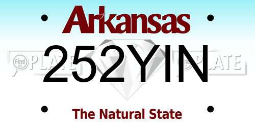 252YIN Arkansas License Plate