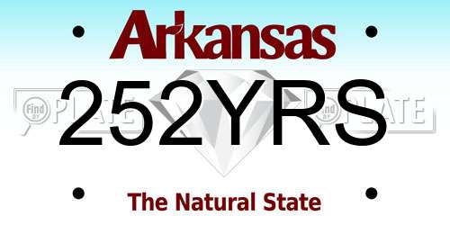 252YRS Arkansas License Plate