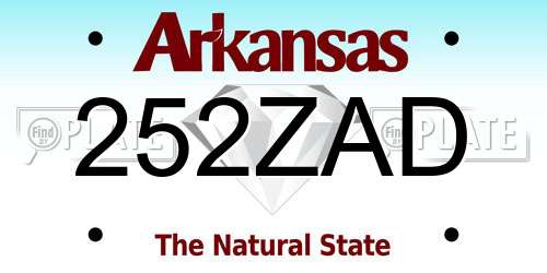 252ZAD Arkansas License Plate