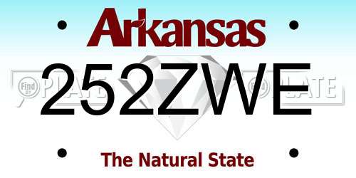 252ZWE Arkansas License Plate
