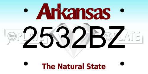 2532BZ Arkansas License Plate