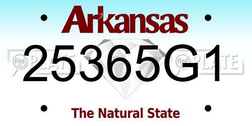 25365G1 Arkansas License Plate