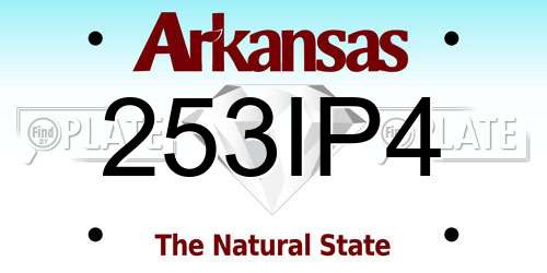 253IP4 Arkansas License Plate