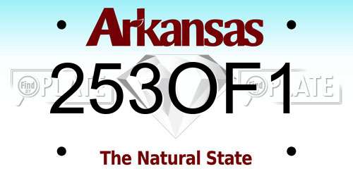 253OF1 Arkansas License Plate