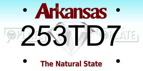 253TD7 Arkansas License Plate