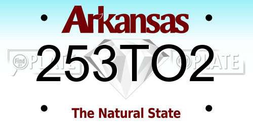 253TO2 Arkansas License Plate