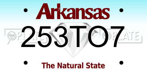 253TO7 Arkansas License Plate