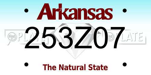 253Z07 Arkansas License Plate