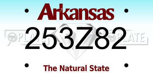 253Z82 Arkansas License Plate