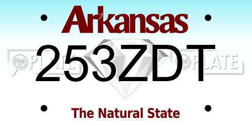 253ZDT Arkansas License Plate
