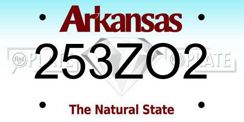 253ZO2 Arkansas License Plate