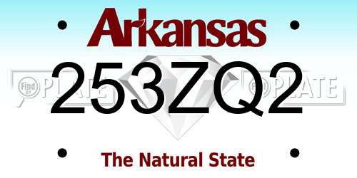 253ZQ2 Arkansas License Plate