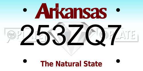 253ZQ7 Arkansas License Plate