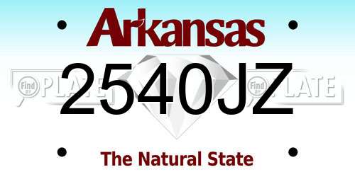2540JZ Arkansas License Plate