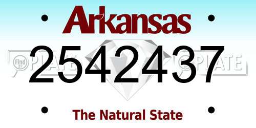 2542437 Arkansas License Plate