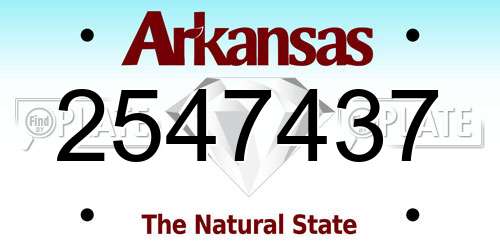 2547437 Arkansas License Plate