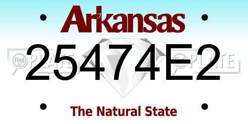 25474E2 Arkansas License Plate