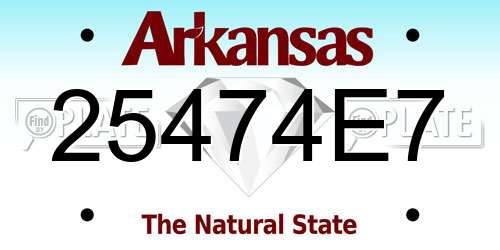 25474E7 Arkansas License Plate