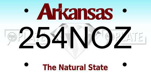 254NOZ Arkansas License Plate