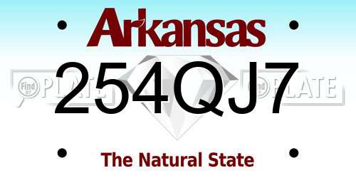 254QJ7 Arkansas License Plate