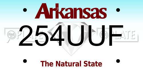 254UUF Arkansas License Plate