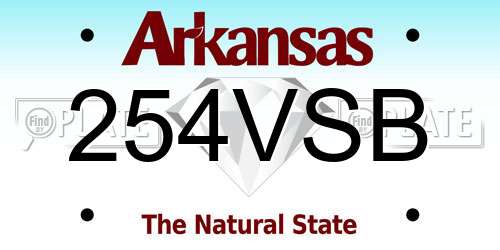 254VSB Arkansas License Plate