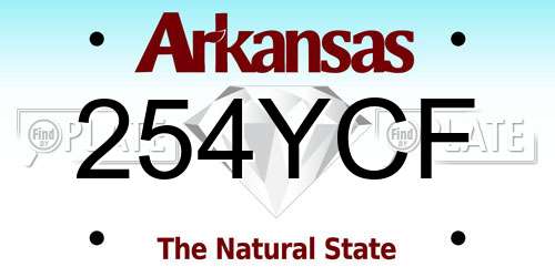 254YCF Arkansas License Plate