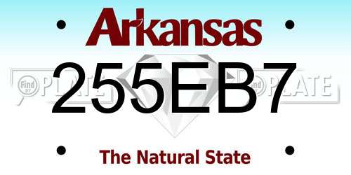 255EB7 Arkansas License Plate