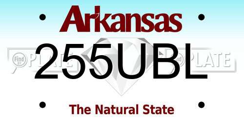 255UBL Arkansas License Plate