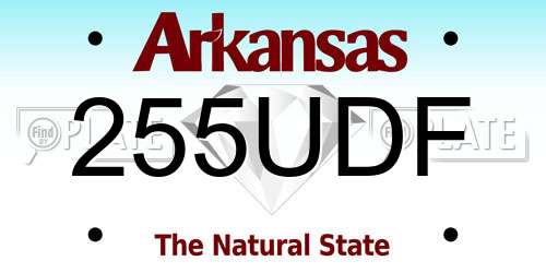 255UDF Arkansas License Plate