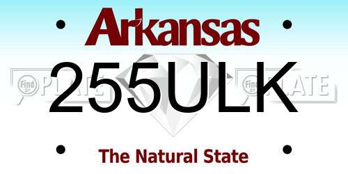 255ULK Arkansas License Plate