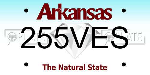255VES Arkansas License Plate