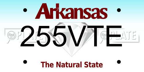 255VTE Arkansas License Plate