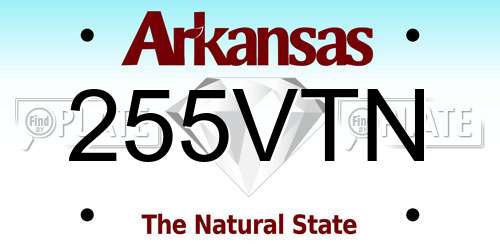 255VTN Arkansas License Plate