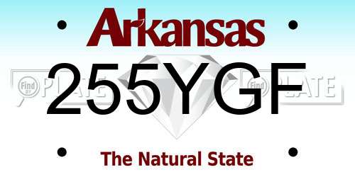 255YGF Arkansas License Plate
