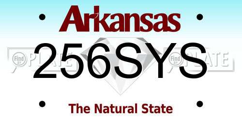 256SYS Arkansas License Plate