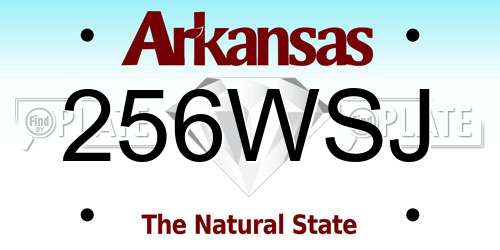 256WSJ Arkansas License Plate