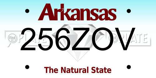 256ZOV Arkansas License Plate
