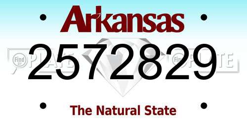 2572829 Arkansas License Plate