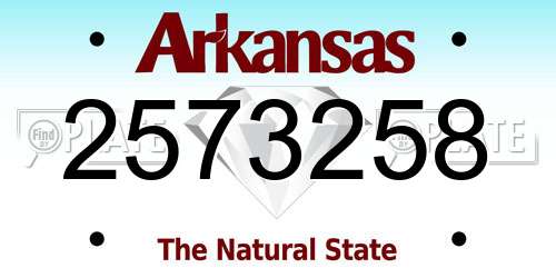 2573258 Arkansas License Plate