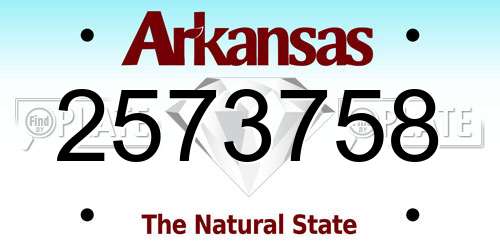 2573758 Arkansas License Plate