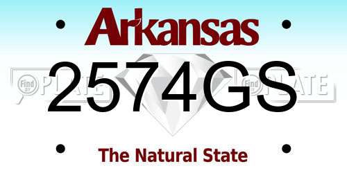 2574GS Arkansas License Plate