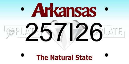 257I26 Arkansas License Plate