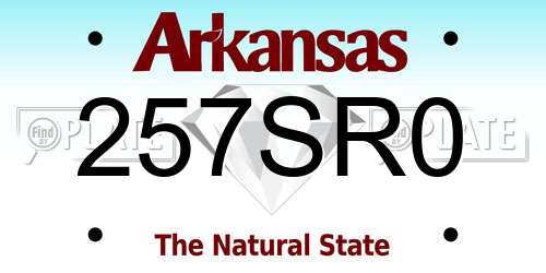 257SR0 Arkansas License Plate