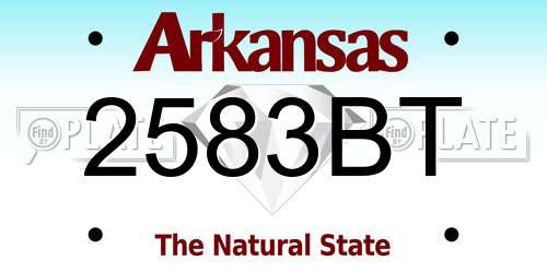 2583BT Arkansas License Plate