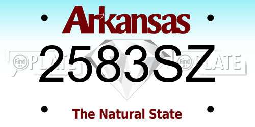2583SZ Arkansas License Plate