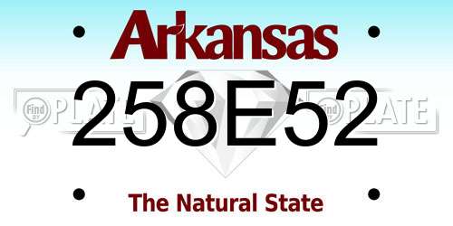 258E52 Arkansas License Plate
