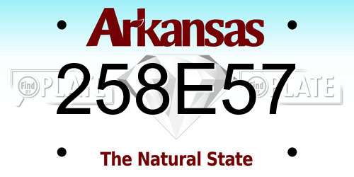 258E57 Arkansas License Plate